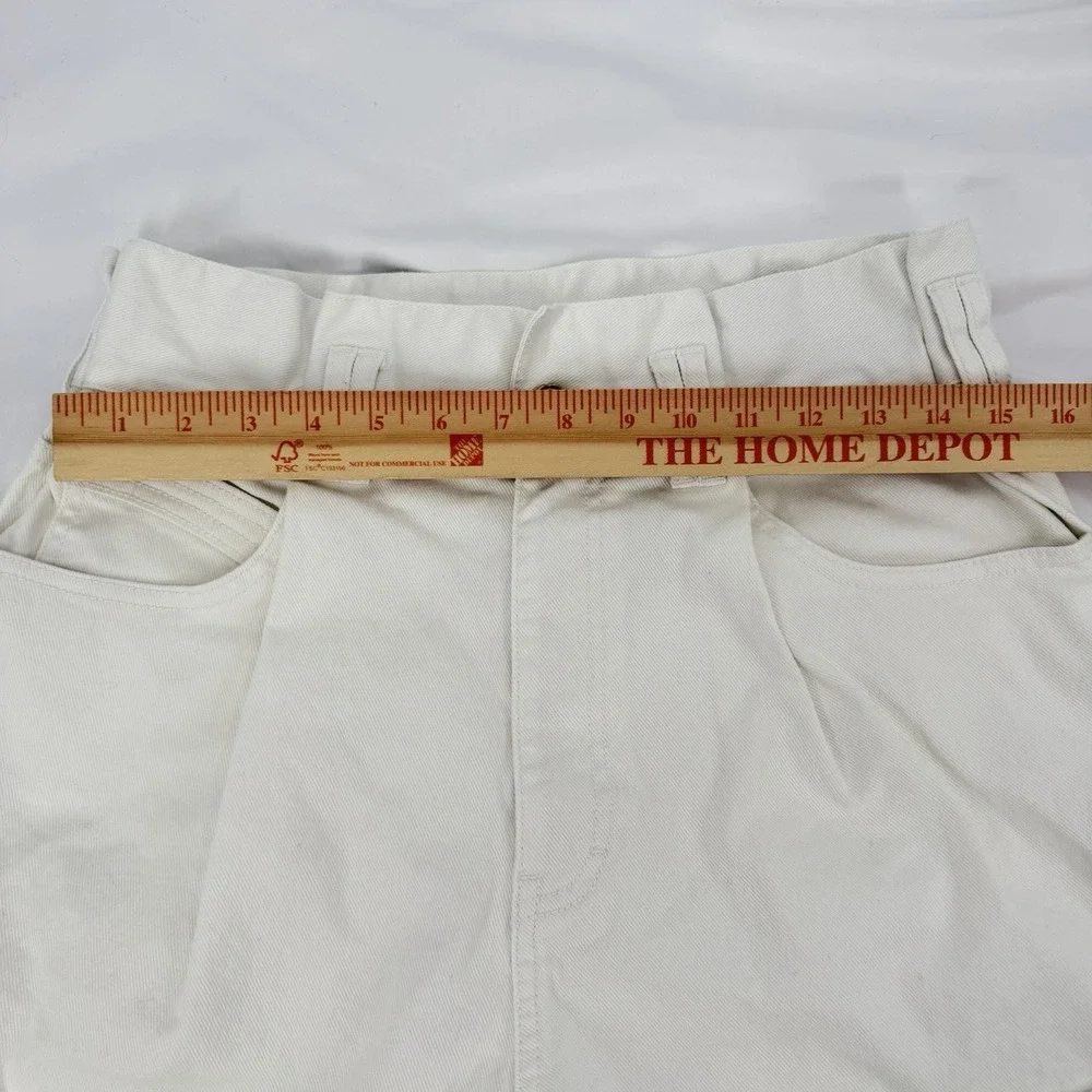 Aje AU10 US6 White Cotton Denim Pleated High Waisted Paperbag Shorts - Picture 6 of 7